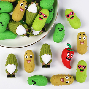 Cuentas de silicona 3D con forma de pepino y chile de dibujos animados, con orificio recto, para collares, pulseras, accesorios de joyería y manualidades DIY, venta al por mayor - Product Image 4