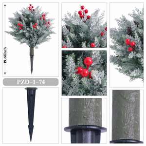 RUOPEI PZD-1-74 Großhandel Weihnachten Roter Kunststoff Realistischer UV-beständiger Künstlicher Strauch Baum Gras Bodenspieß für Außenbereich - Product Image 4