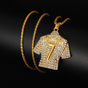 Collana con ciondolo numero 7 in lega con <span class=keywords><strong>catena</strong></span> in bambù tempestata di diamanti, bestseller transfrontaliero, accessorio di lusso di nicchia - Product Image 1