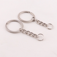 Günstiger Blanko 30mm Metall Flachschlüsselring mit Kette für Geschenke Schlüsselanhänger Zubehör