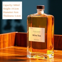 Bouteille en verre transparente plate avec couvercle pour jus de café infusé à froid et vin, formats 250ml, 375ml, 500ml – Emballage en verre