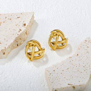 Geometric <b>Stud</b> <b>Earrings</b> 18k Gold Plated Stainless Steel Fashion <b>Earrings</b> - Product Image 3