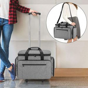 Free Sample Custom Foldable Rolling Wheeled Polyester <b>Trolley</b> <b>Bag</b> for Household Sewing Machine HEXIN Brand - Product Image 4