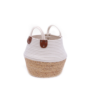 Encargo al por mayor Decoración <span class=keywords><strong>de</strong></span> casa ronda tejida <span class=keywords><strong>a</strong></span> mano yute Flor <span class=keywords><strong>de</strong></span> algas marinas <span class=keywords><strong>de</strong></span> cuerda <span class=keywords><strong>de</strong></span> algodón planta cesta - Product Image 4