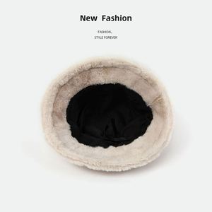 Women Girls Winter Plush <b>Hat</b> Solid Color Blank Fuzzy Warm Bucket Caps Faux Fur Fisherman <b>Hats</b> - Product Image 4