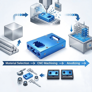 תיבת אלומיניום כחולה אנודייזה לעיבוד שבבי CNC מדויק בהתאמה אישית של TZR, מארז לפרויקט אלקטרוני - Product Image 1