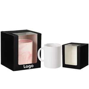 Custom 15oz 12oz 11oz Mug Box Transparent Gift Packaging Box Ceramic/Glass Cup Blanks Sublimation Coffee Mug Box Packaging