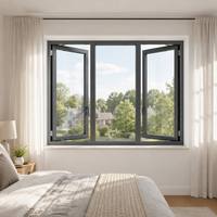 Modern Energy Saving Casement Window Cost-Effective Aluminum Thermal Break PA66GF Double Glazed Villa Project