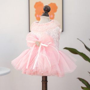 PETCIRCLE Spring/Summer New Pet Clothes for Small Dogs, Pomeranian & Teddy, Tulle Skirt, Peach <b>Bubble</b> <b>Wedding</b> Dress - Product Image 4