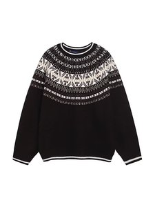 Suéter Retro <span class=keywords><strong>de</strong></span> Punto con Bordado Estilo Fair Isle para Hombre, Otoño e Invierno, Estilo Casual, Color Block, para Parejas - Product Image 3