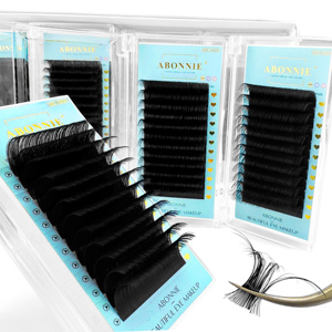 Extensiones de pestañas Abonnie Cashmere, extensiones de pestañas rusas clásicas, volumen oscuro, <span class=keywords><strong>negro</strong></span> mate, venta al por mayor, extensiones de pestañas de seda - Product Image 1