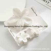 Set Jepit Rambut Plastik Dua Warna Motif Bunga Frangipani & Bauhinia Terlaris Grosir untuk Wanita, Cocok untuk Pesta, Ukuran 8cm