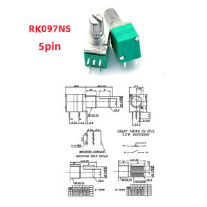 Potentiomètres et interrupteurs industriels RK097 RK097N 3PIN 5PIN 6PIN Potentiomètre B1K 5K/10K/20K/50K/100K 500K Longueur 15MM RK097 - Product Image 3