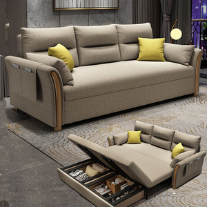 Multifunctional <b>Folding</b> <b>Sofa</b> <b>Bed</b> Dual Use Solid Wood Pull Out Storage <b>Sofa</b> <b>Bed</b> For Small Living Room Nordic Style - Product Image 1