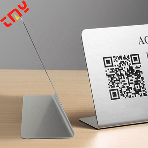 Khắc và in tùy chỉnh thép QR mã kim Loại hiển thị thẻ cho nhà hàng quán cà phê Bảng menu - Product Image 3