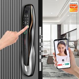 Tuya 자동 3D 안면 인식 스마트 잠금 와이파이 보안 비디오 인터콤 도어록 자동 디지털 도어록 카메라 - Product Image 2