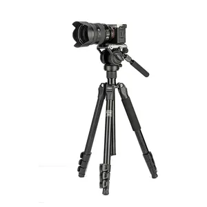 Videography Tripod Professional Heavy Duty Video Tripod With Fluid Head Lightweight Stable 360 Panaroma Foldable Tripod