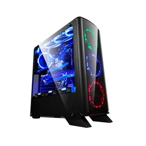 Heiße Verkäufe Gehärtetem Glas Wasser-Gekühlt Mid-turm Wichtigsten Box Atx Netzteil RGB Fan Gaming Desktop-Computer Fall