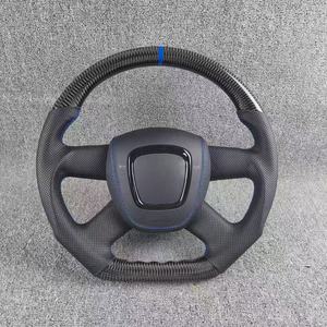 Volant en cuir et fibre de carbone haut de gamme personnalisable pour <span class=keywords><strong>Audi</strong></span> A3 A4 B8 A5 8T A6 C7 Q5 8R, fabrication forgée, marqueur d'alignement <span class=keywords><strong>bleu</strong></span> - Product Image 2