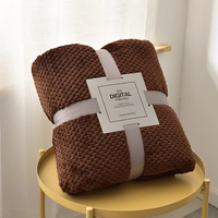 Couverture Polaire Portable Anti-Bactérienne en Flanelle Épaisse 100% Polyester Marron Ananas de Haute Qualité pour Toutes Saisons Usage Domestique