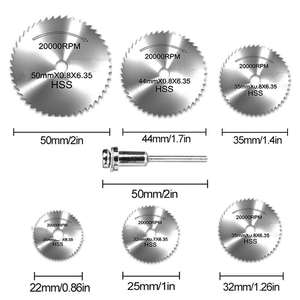 Lames de scie circulaires en acier HSS, outil rotatif pour <span class=keywords><strong>Dremel</strong></span> avec tige, 6 pièces, 1/8 pouces, livraison gratuite - Product Image 1