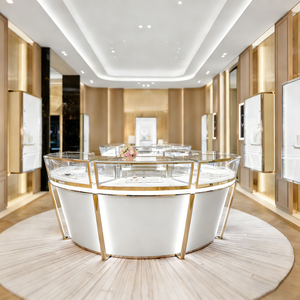 LUX Modern Elegance Illuminated Custom Jewelry Displays in Cream Lacquer with Recessed Warm LED Lighting - Product Image 4