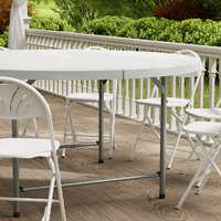 Tables pliantes rondes incurvées en plastique HDPE blanc pour événements, fêtes, jardin, banquet, mariage, pique-nique, camping, portables en plein air