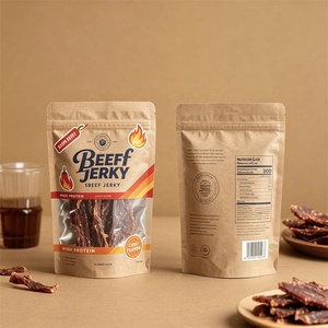 Bolsas de Papel Kraft Reutilizables y Reciclables con Cierre, Ventana Transparente e Impresión en Huecograbado para Empacar Carne Seca - Product Image 5