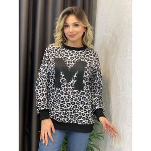 Sudadera de Mujer con Estampado de Leopardo, Tejida, Transpirable, 320 g/m², Ropa Casual - Product Image 3
