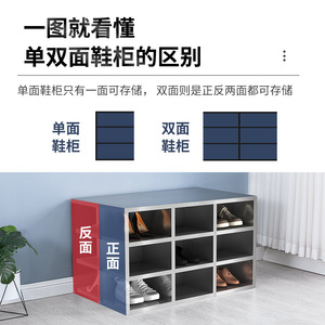 ตู้รองเท้าสแตนเลส 304 3 ชั้น แบบสองด้าน หลายช่อง สำหรับจัดเก็บของใช้ในบ้าน - Product Image 1