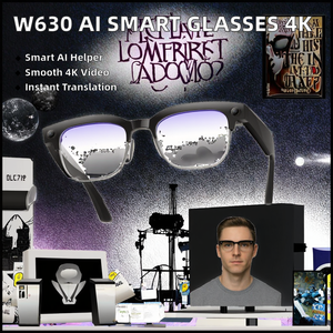 Lunettes Intelligentes W630 avec Caméra IA, Photos 32MP, Vidéo 4K Stabilisée, Traduction et Reconnaissance en Temps Réel, Double Micro Anti-Bruit, IP65 - Product Image 2