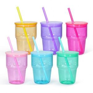 12oz Heat Resistant Borosilicate Glass Tumbler Sublimation Blank Colorful Straw Cold Insulated Mug for Daily Use and Gifts - Product Image 5