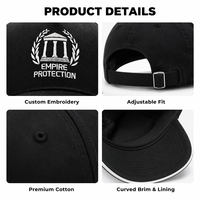 Casquette de baseball de luxe personnalisée en sergé de coton noir brodé réglable unisexe délavée vente en gros OEM