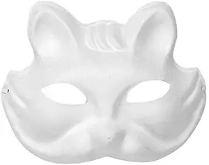 Maschera per il viso in carta Cosplay per feste fai-da-te per bambini maschera per animali carta bianca maschera per il viso dipinta a mano in bianco