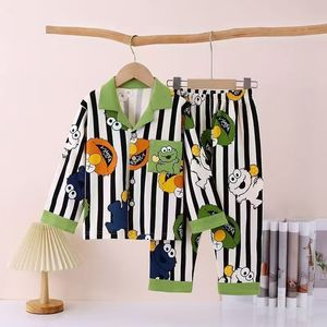 Ensemble de <span class=keywords><strong>pyjama</strong></span> pour garçons à imprimé animal personnalisé, <span class=keywords><strong>chemise</strong></span> à manches longues et pantalon, 100% coton, pyjamas confortables pour garçons et filles de 1 à 12 ans - Product Image 4