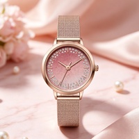 Montre-bracelet analogique à quartz pour femmes, en acier inoxydable, luxe, cadeau de mode féminine, montre sertie de diamants pour femmes