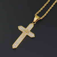 Collier croix en diamant pour homme style Hip Hop, plaqué or, bijoux raffinés