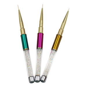 Pinceau ultra-fin pour nail art 7mm 9mm 11mm, stylo plat en nylon pour dessin, manche en strass, outil de manucure pour salon, peinture au gel - Product Image 3