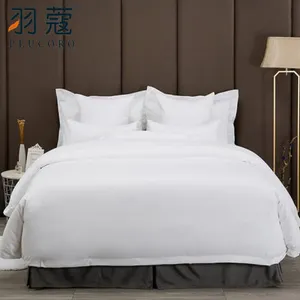 White Hotel Linen 5 Star Luxury Hotel Kind Size Egyptian White Organic Bedding Cotton Linen Set For Selling