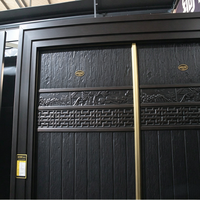 Portes d'entrée principales en aluminium à double ouverture, fabriquées par l'usine chinoise HuiAng, résistantes à l'eau, design minimaliste, pour villas, entrée extérieure 1
