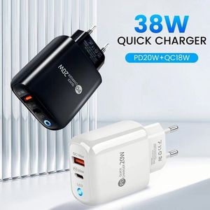 20W USB <b>C</b> Phone <b>Charger</b> Adapter US EU <b>Plug</b> QC3.0 USB Type <b>C</b> Wall <b>Charger</b> Dual Port A+<b>C</b> Travel Block <b>Charger</b> - Product Image 3