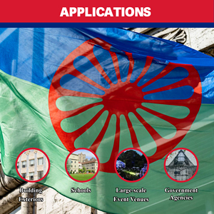 <span class=keywords><strong>Bandera</strong></span> <span class=keywords><strong>Romani</strong></span> de 3x5 pies, <span class=keywords><strong>Bandera</strong></span> Nacional de Poliéster para Exteriores con Ojales de Latón, Impresión Personalizada para Eventos, Escuelas y Uso Gubernamental - Product Image 5