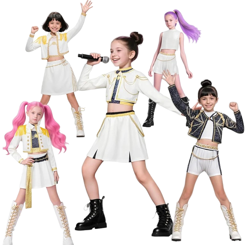 chinese dress ladies Rumi READY TO SHIP Limited Stock Rumi Golden Black Costume for Kids Shiny  KPop Demon Hunters Inspired Cosplay for Girls - 4T