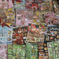Stiker kartu belakang ponsel DIY gaya antik stiker Film potongan buku kembang api seri koleksi makanan serbaguna Dekorasi Rumah