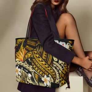 Kanaka Maoli (Hawaiano) piña plátano hojas <span class=keywords><strong>tortuga</strong></span> <span class=keywords><strong>tatuaje</strong></span> amarillo bolsos y monedero para mujeres 2023 bolso de gran capacidad para niñas - Product Image 4