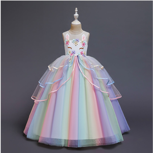 Q1029 vestido de fiesta de <span class=keywords><strong>unicornio</strong></span> para niños, venta al por mayor, el último Vestido largo de Frock, vestido de cumpleaños para niña pequeña <span class=keywords><strong>princesa</strong></span> hinchada - Product Image 3