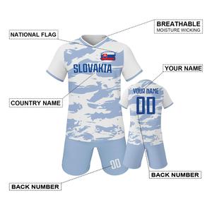 Camiseta de Fútbol Personalizada de <span class=keywords><strong>Eslovaquia</strong></span> para Niños, Conjunto de Camiseta y Pantalones Cortos de Entrenamiento con Nombre y Número Personalizados para Niños y Niñas, Regalo para Fanáticos - Product Image 2