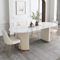 Table à manger ovale de style nordique moderne au prix d'usine, style crème simple avec chaise de salle à manger pour mobilier de salle à manger de villa