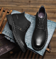 Sepatu Boots Kulit Sapi Asli Pria Motif Kotak-kotak Retro Model Tali di Bagian Atas, Layanan Logo Kustom, Pasokan Pabrik