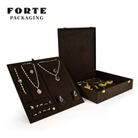Boîte à bijoux Forte Hi end, boîtier de rangement en cuir de Crocodile pour bijoux, grand ensemble boîte à bagues
